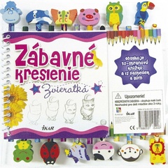 obálka: Zábavné kreslenie – Zvieratká (12 pasteliek a gúm)