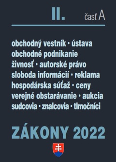 obálka: Zákony II časť A 2022 - Obchodné právo a živnostenské podnikanie